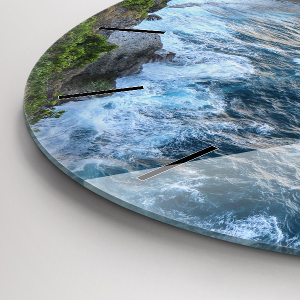 Round glass clock Ocean Coast