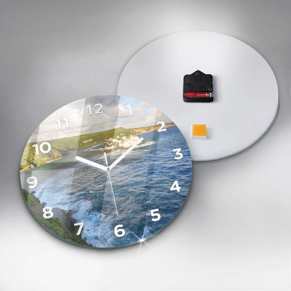 Round glass clock Ocean Coast