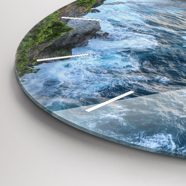 Round glass clock Ocean Coast