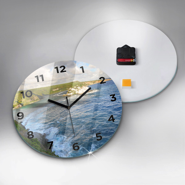 Round glass clock Ocean Coast