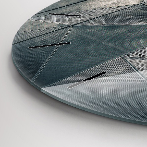 Round glass clock Metal abstract triangles