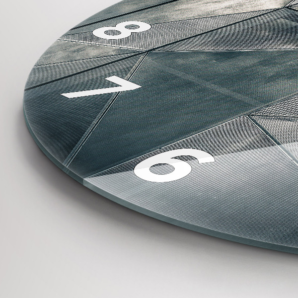Round glass clock Metal abstract triangles