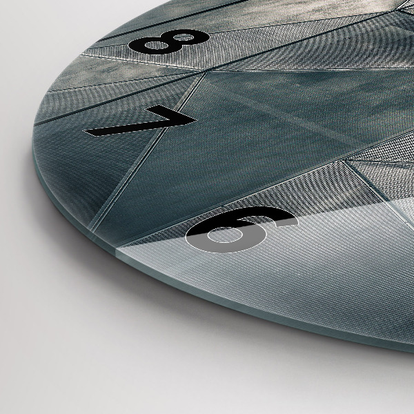 Round glass clock Metal abstract triangles