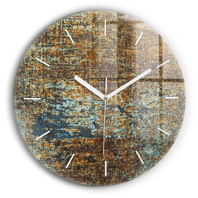 Round glass clock Old Metal Texture
