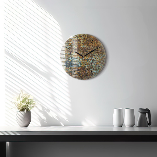 Round glass clock Old Metal Texture