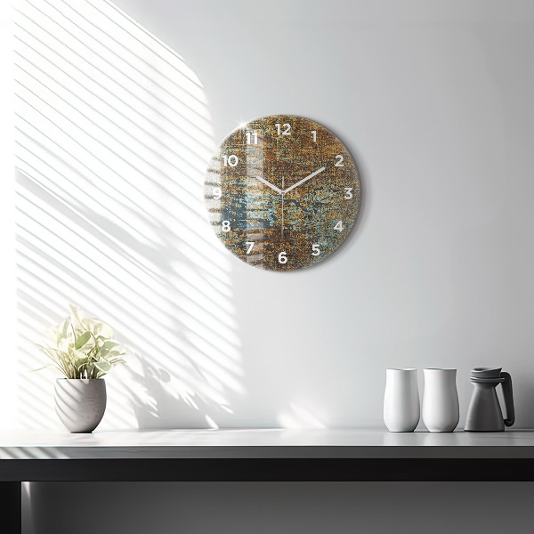 Round glass clock Old Metal Texture