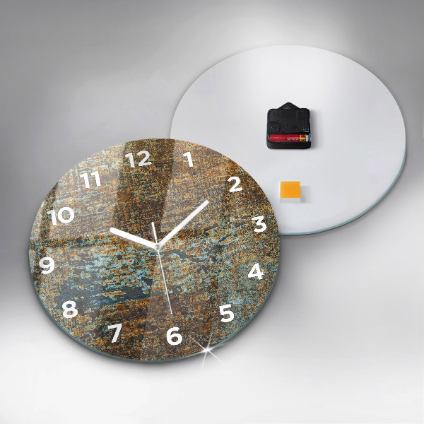 Round glass clock Old Metal Texture