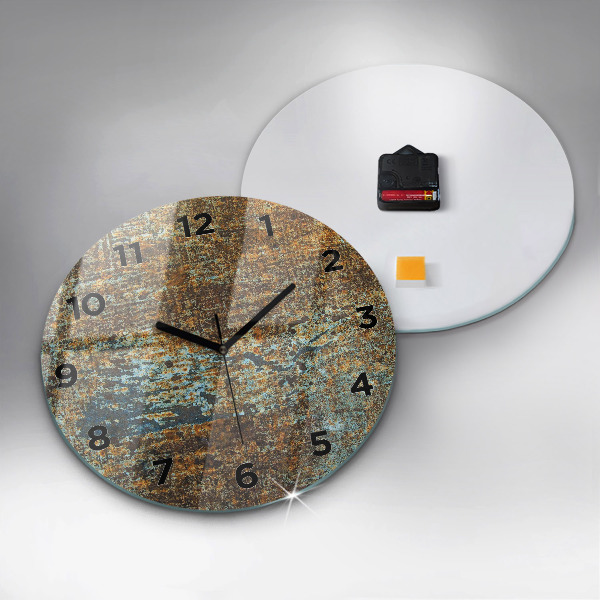 Round glass clock Old Metal Texture
