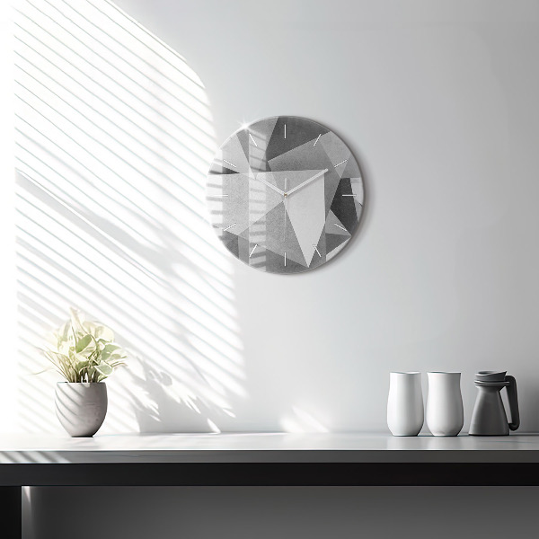 Round glass clock Gray Geometric Abstraction
