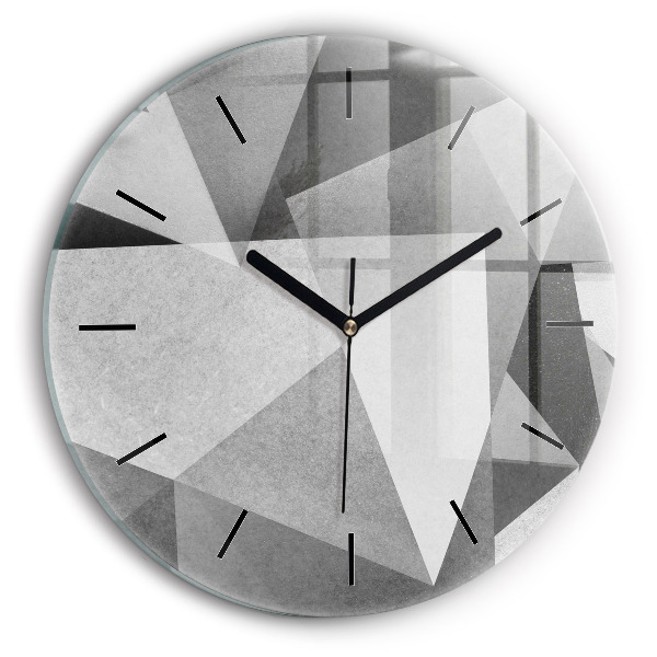 Round glass clock Gray Geometric Abstraction