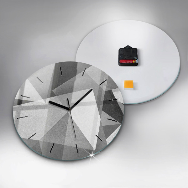 Round glass clock Gray Geometric Abstraction