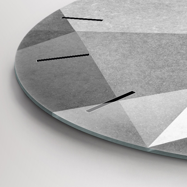 Round glass clock Gray Geometric Abstraction