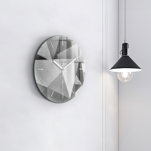 Round glass clock Gray Geometric Abstraction