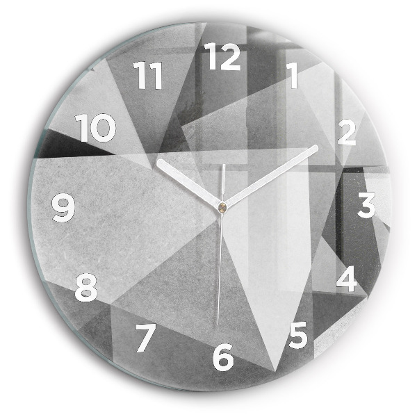 Round glass clock Gray Geometric Abstraction