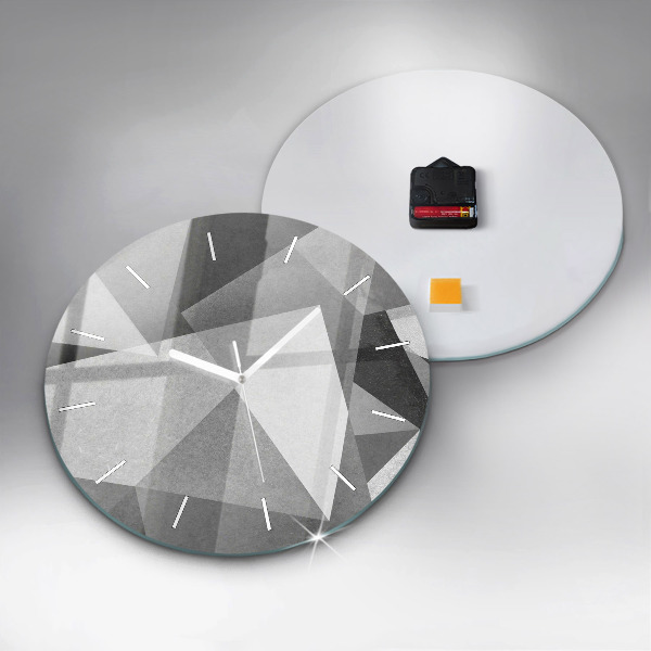 Round glass clock Gray Geometric Abstraction