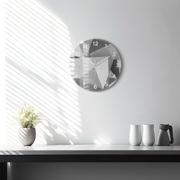 Round glass clock Gray Geometric Abstraction