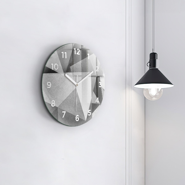 Round glass clock Gray Geometric Abstraction