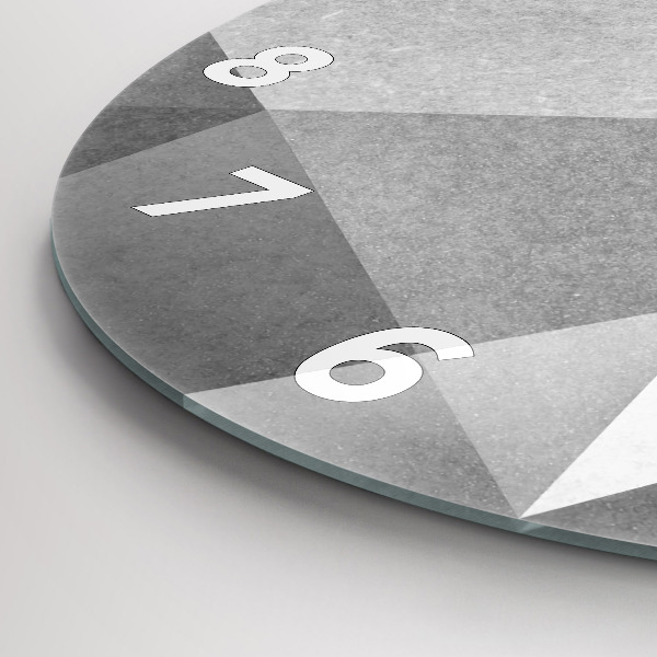 Round glass clock Gray Geometric Abstraction