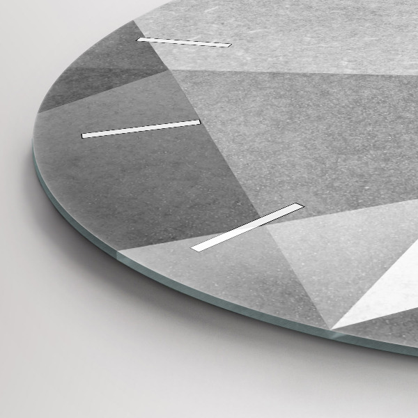 Round glass clock Gray Geometric Abstraction