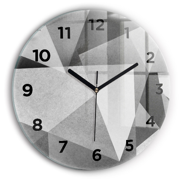 Round glass clock Gray Geometric Abstraction
