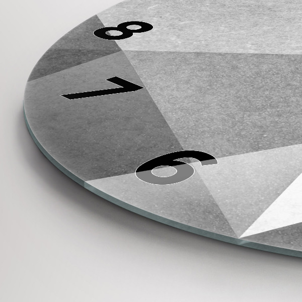 Round glass clock Gray Geometric Abstraction