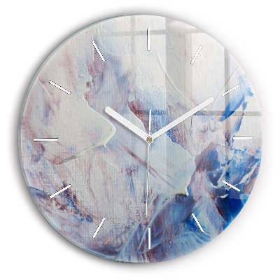 Round glass clock Abstract paint texture