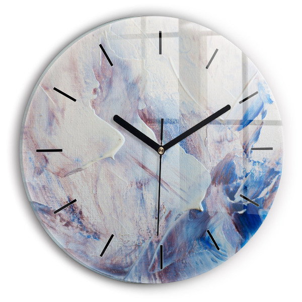 Round glass clock Abstract paint texture