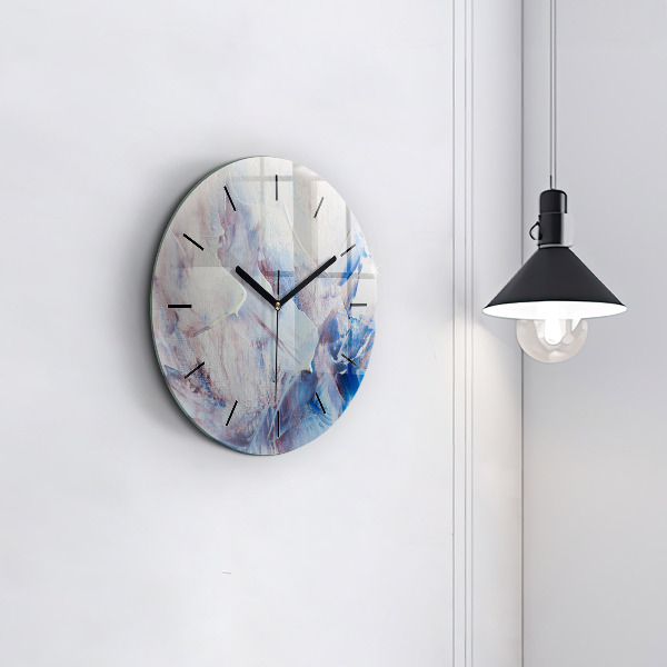 Round glass clock Abstract paint texture