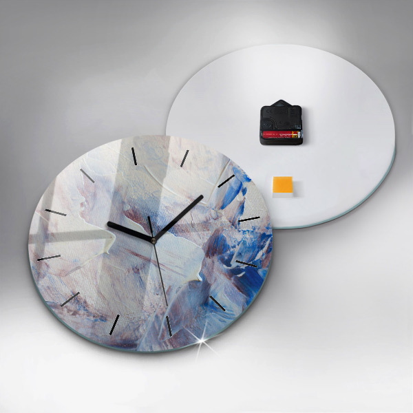 Round glass clock Abstract paint texture