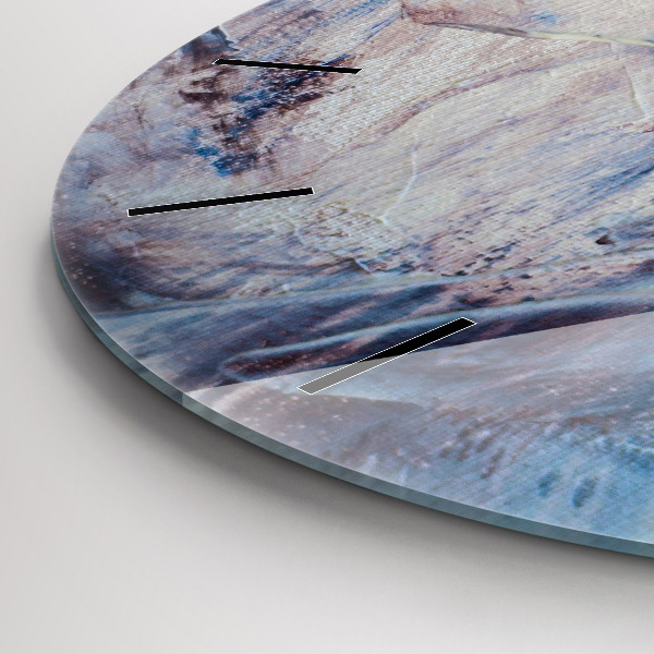 Round glass clock Abstract paint texture