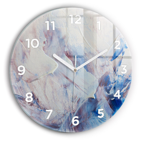 Round glass clock Abstract paint texture