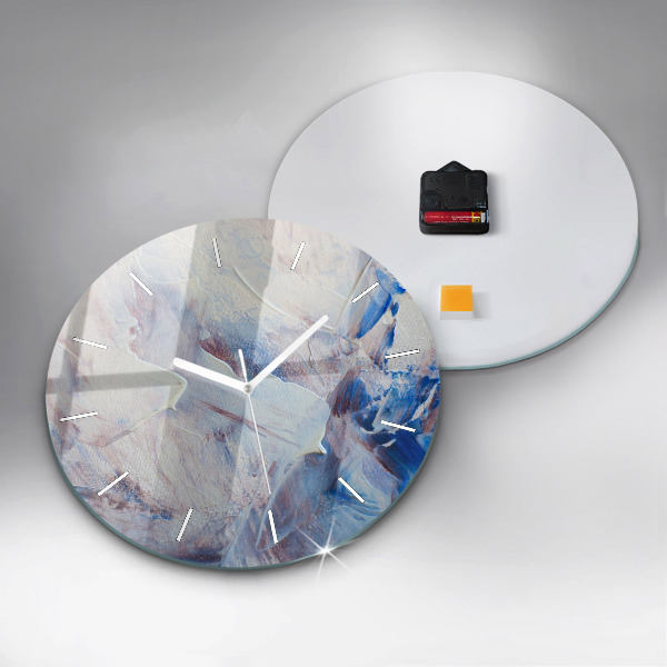 Round glass clock Abstract paint texture