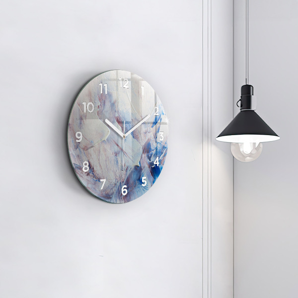 Round glass clock Abstract paint texture