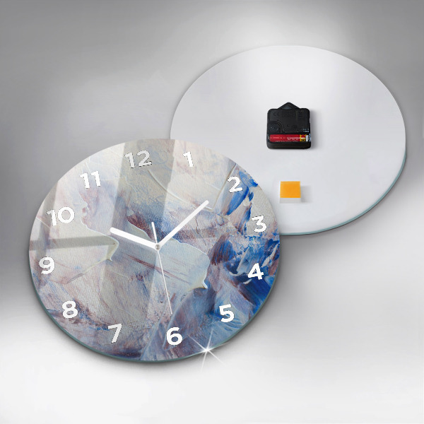 Round glass clock Abstract paint texture