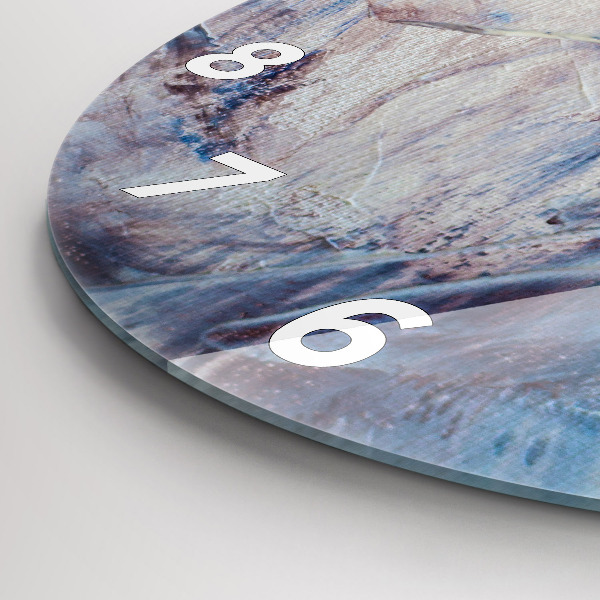 Round glass clock Abstract paint texture