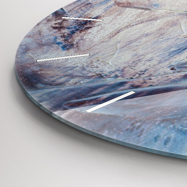Round glass clock Abstract paint texture