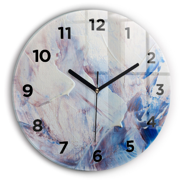 Round glass clock Abstract paint texture