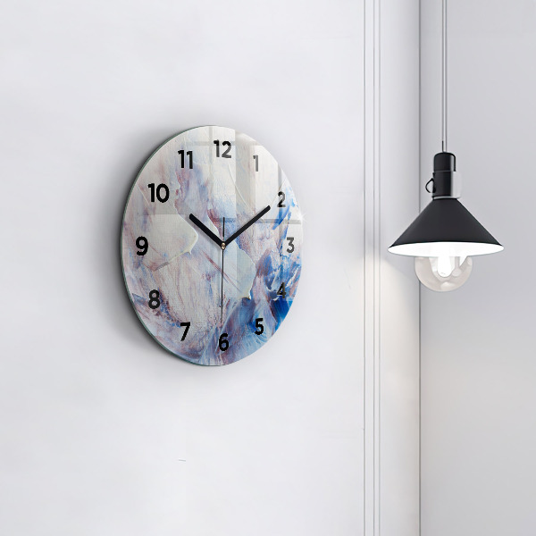 Round glass clock Abstract paint texture