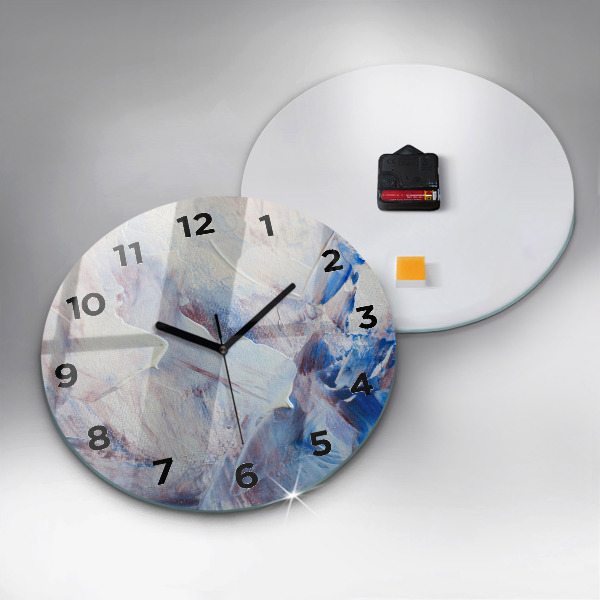 Round glass clock Abstract paint texture