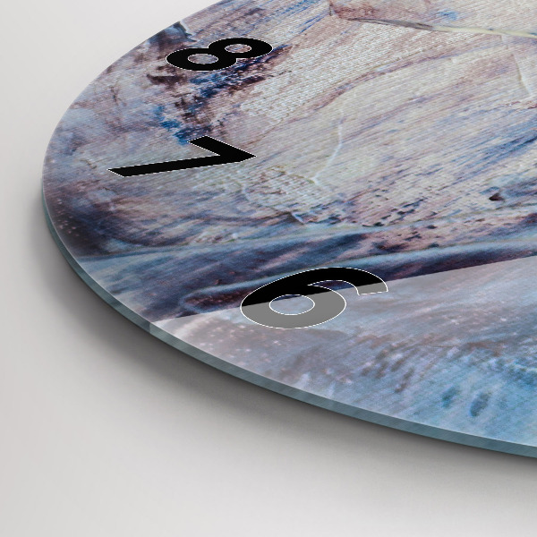 Round glass clock Abstract paint texture