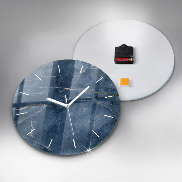Round glass clock Blue marble texture