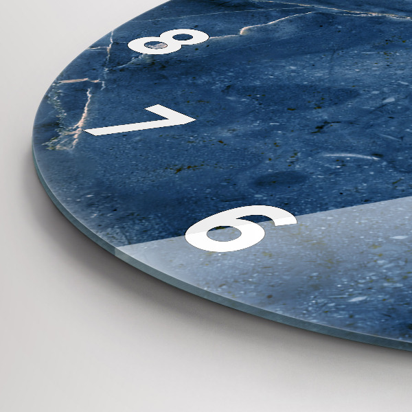 Round glass clock Blue marble texture