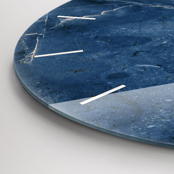 Round glass clock Blue marble texture