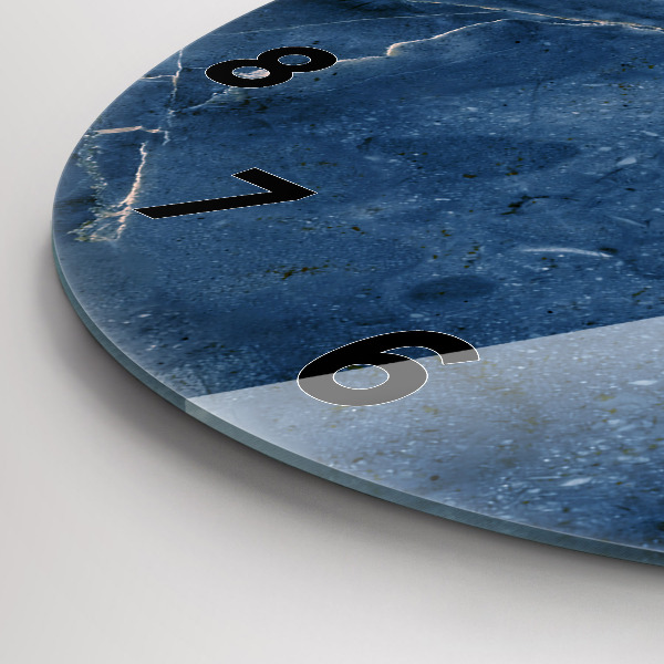 Round glass clock Blue marble texture