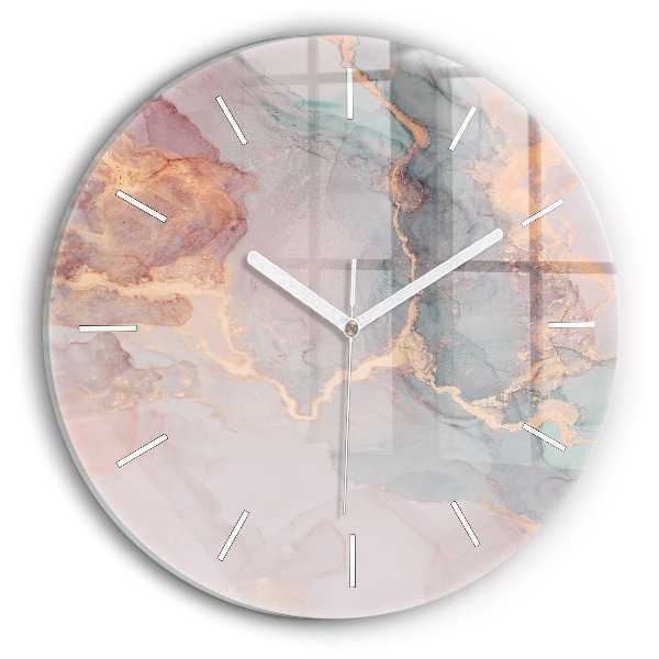 Round glass clock Marble texture