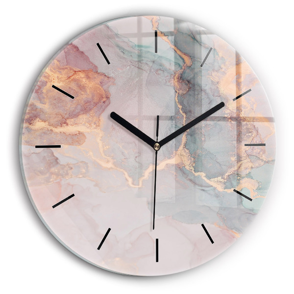 Round glass clock Marble texture