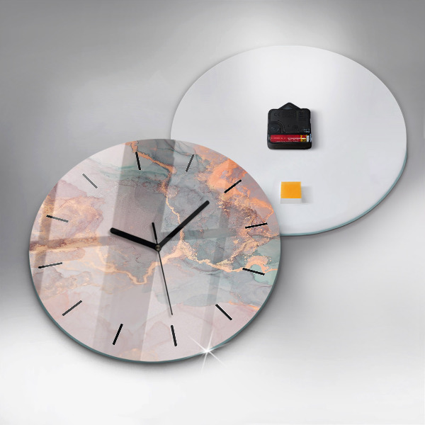 Round glass clock Marble texture
