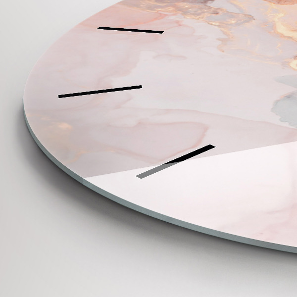 Round glass clock Marble texture