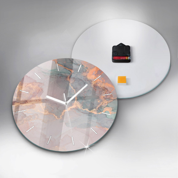Round glass clock Marble texture