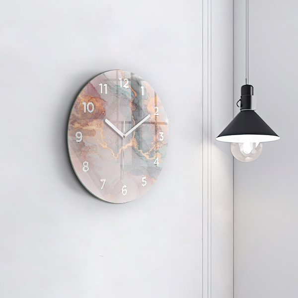 Round glass clock Marble texture